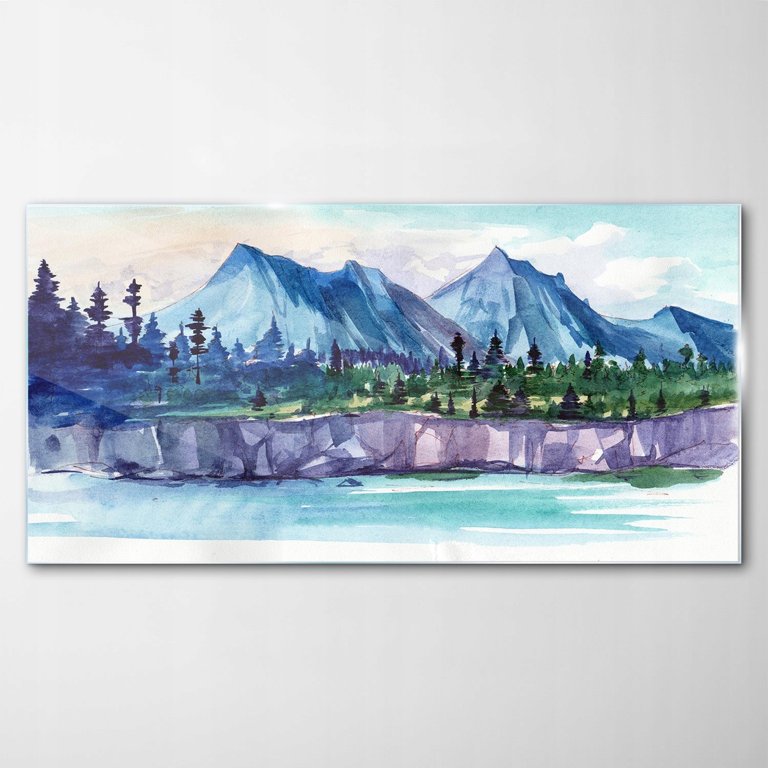 Sklenený obraz Dekor Stromy Hory Krajina 100x50