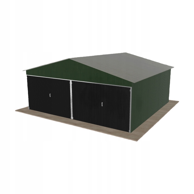 Plechová garáž 6x5.5 m dvoupolohová, dvoupolohová, zelená