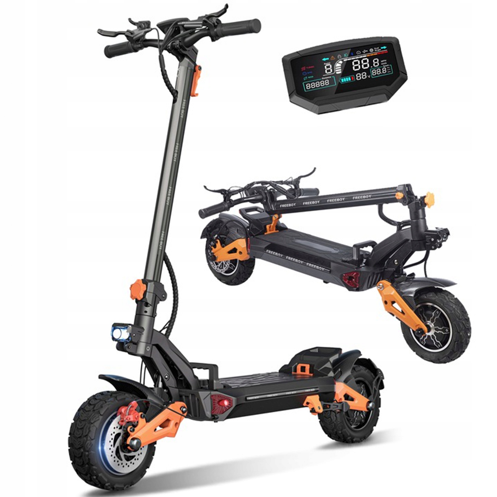 Skládací elektrická koloběžka 11'' H9 6000W 60V 30AH 80 km/h, dojezd 90 km, terénní Novinka