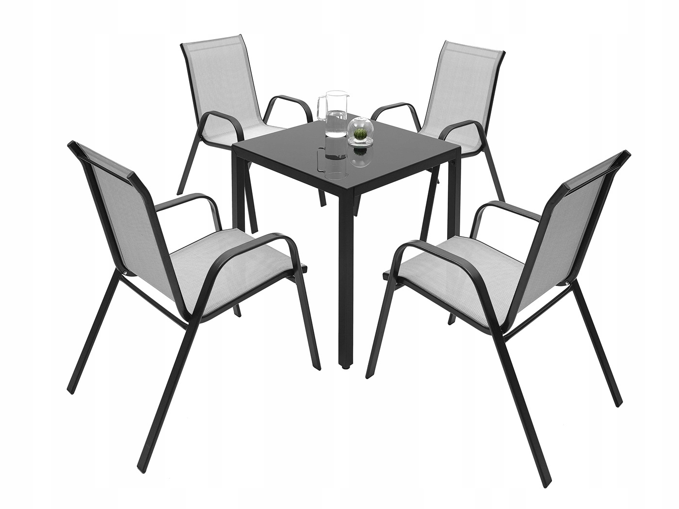 ZESTAW OGRODOWY SZKLANY STÓŁ 4K MEBLE OGRODOWE Rodzaj stół i krzesła