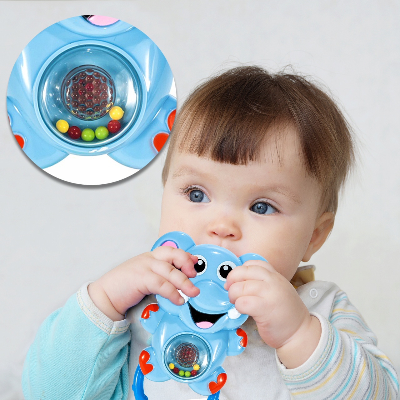 GRZECHOTKA SŁONIK ŚWIECĄCA GRYZAK INTERAKTYWNA ŚLICZNA DLA DZIECKA MALUCHA Głębokość produktu 4 cm