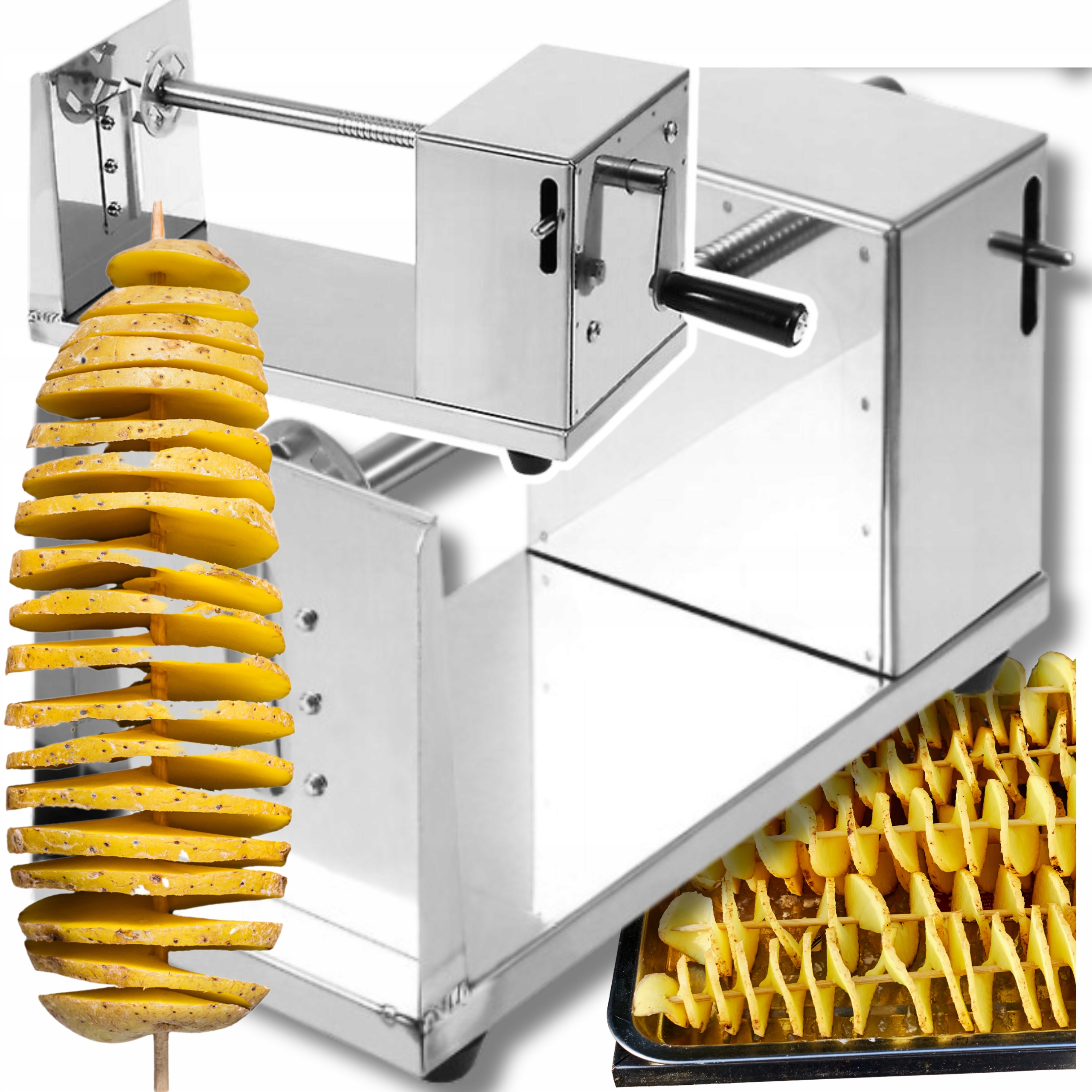MASZYNKA DO ROBIENIA ZAKRĘCONYCH ZIEMNIAKÓW NA PATYKU CHIPSÓW STALOWA