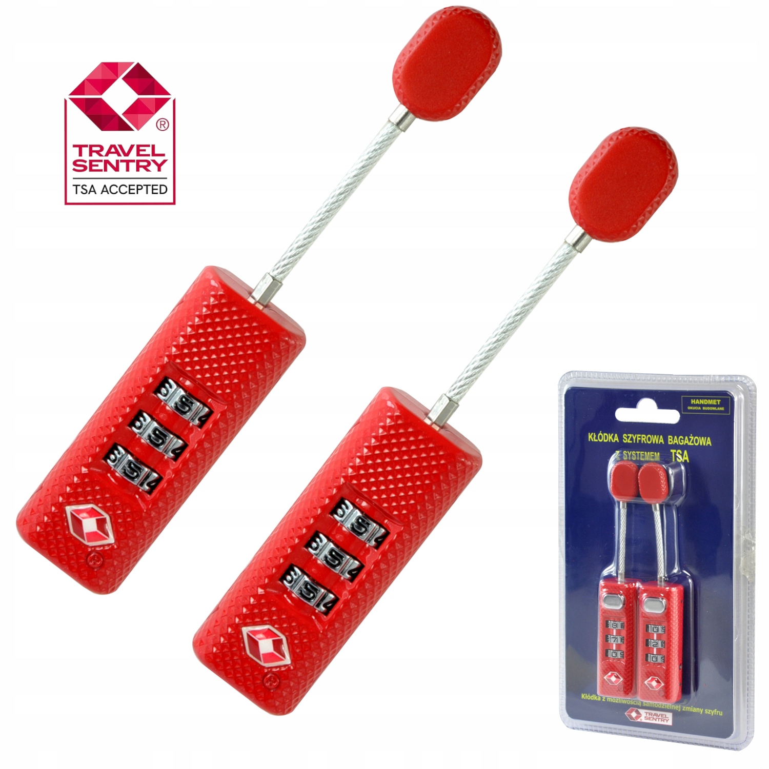Kłódka Z Systemem Tsa Na Szyfr Kod Zamknięcie Blokada Walizki Bagażu 2 szt.