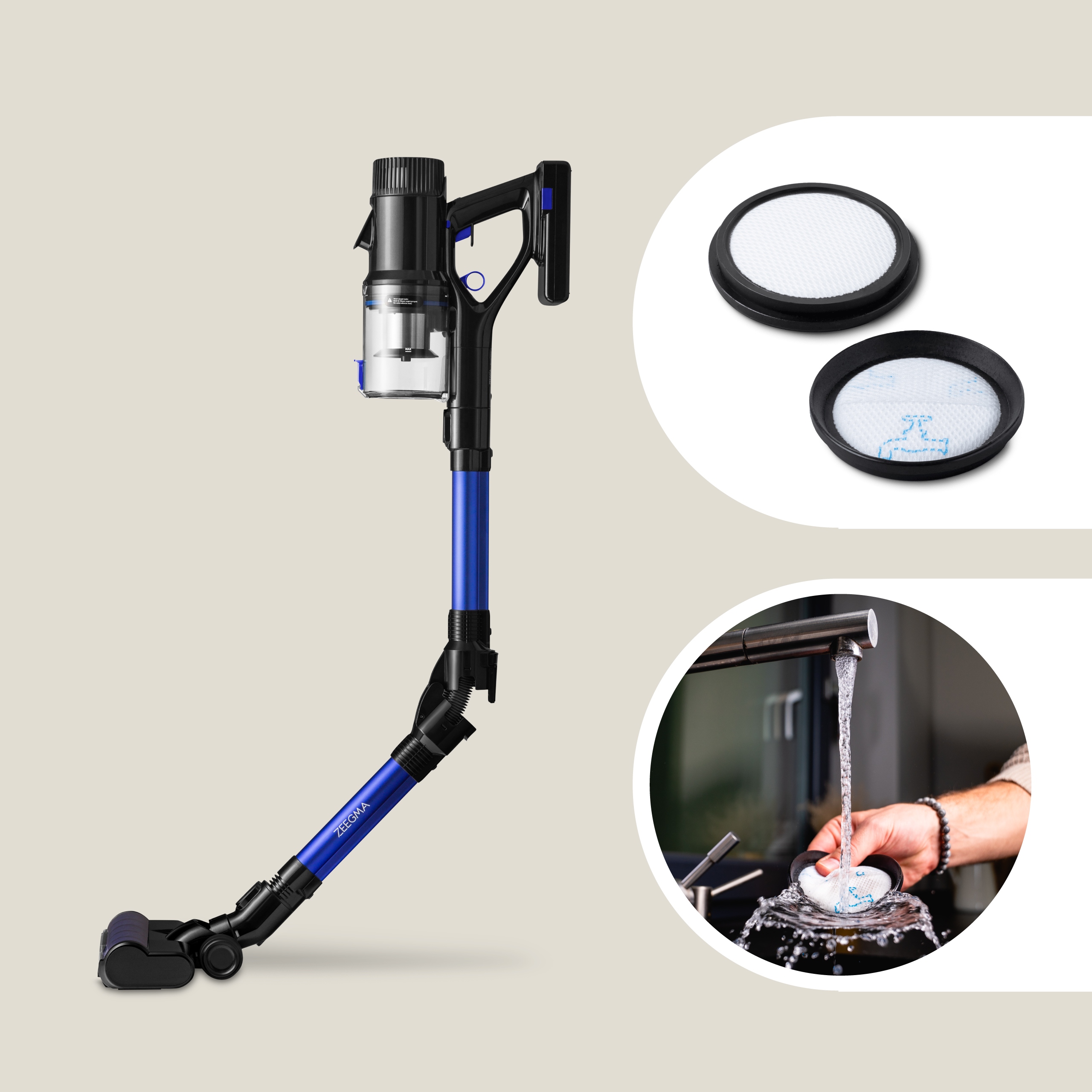 ODKURZACZ RĘCZNY PIONOWY RURA FLEX 400W 3w1 do 60 min MOCNA BATERIA Zeegma Marka Zeegma