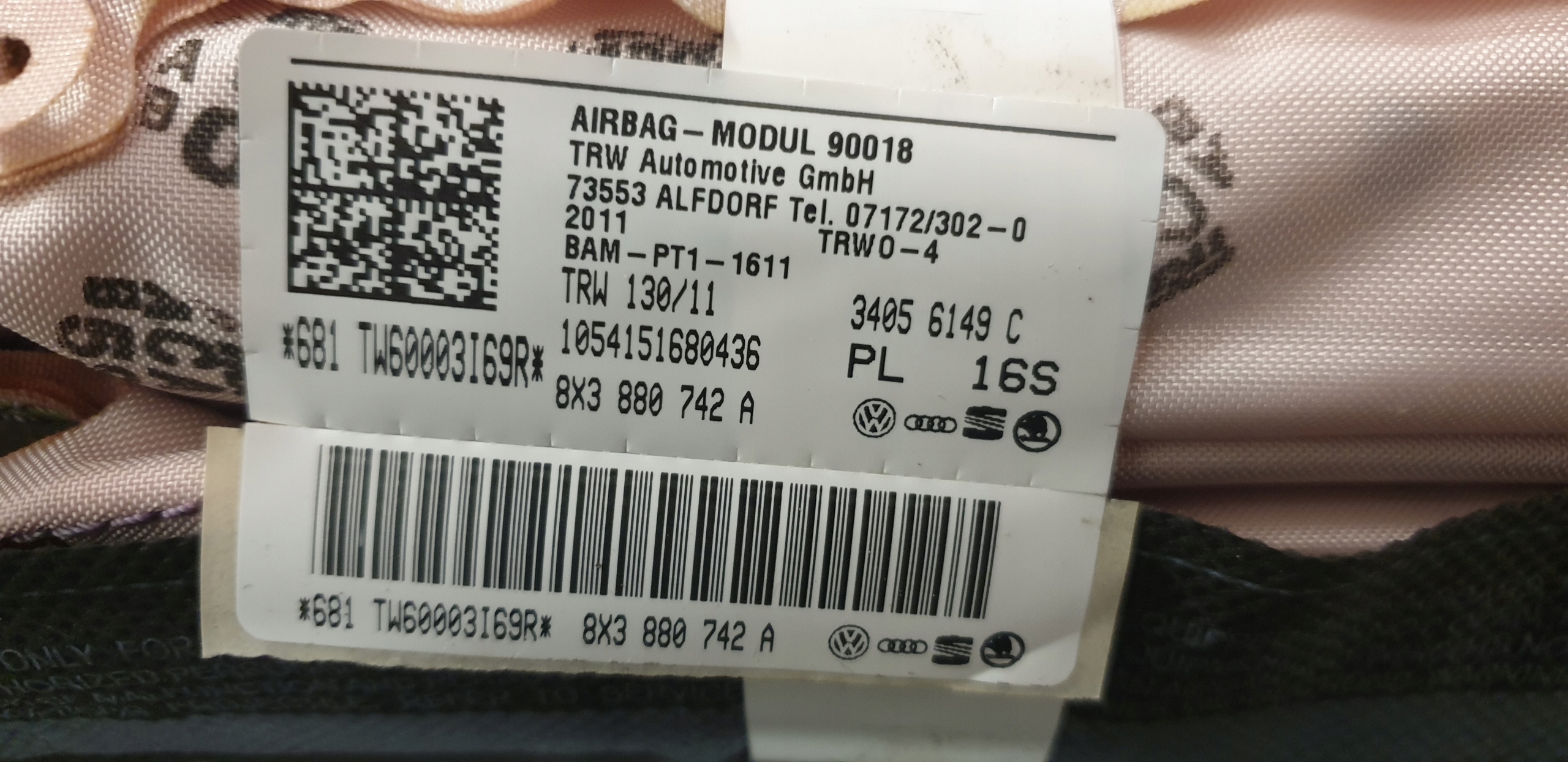 Dachvorhang Airbag Seitlich AUDI A1 8X 3D 2010