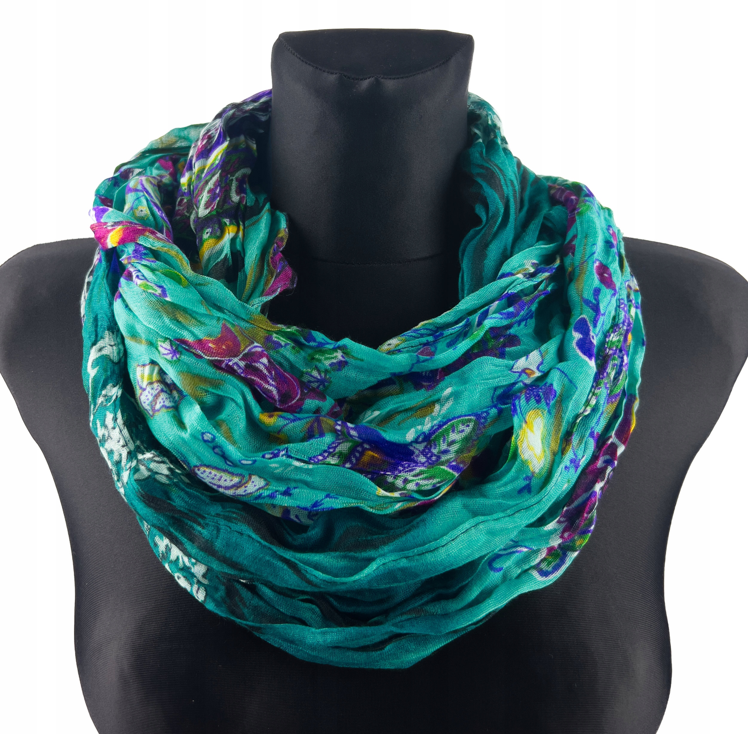 Mały Komin wzór kwiatowy - zielony turkusowy 582