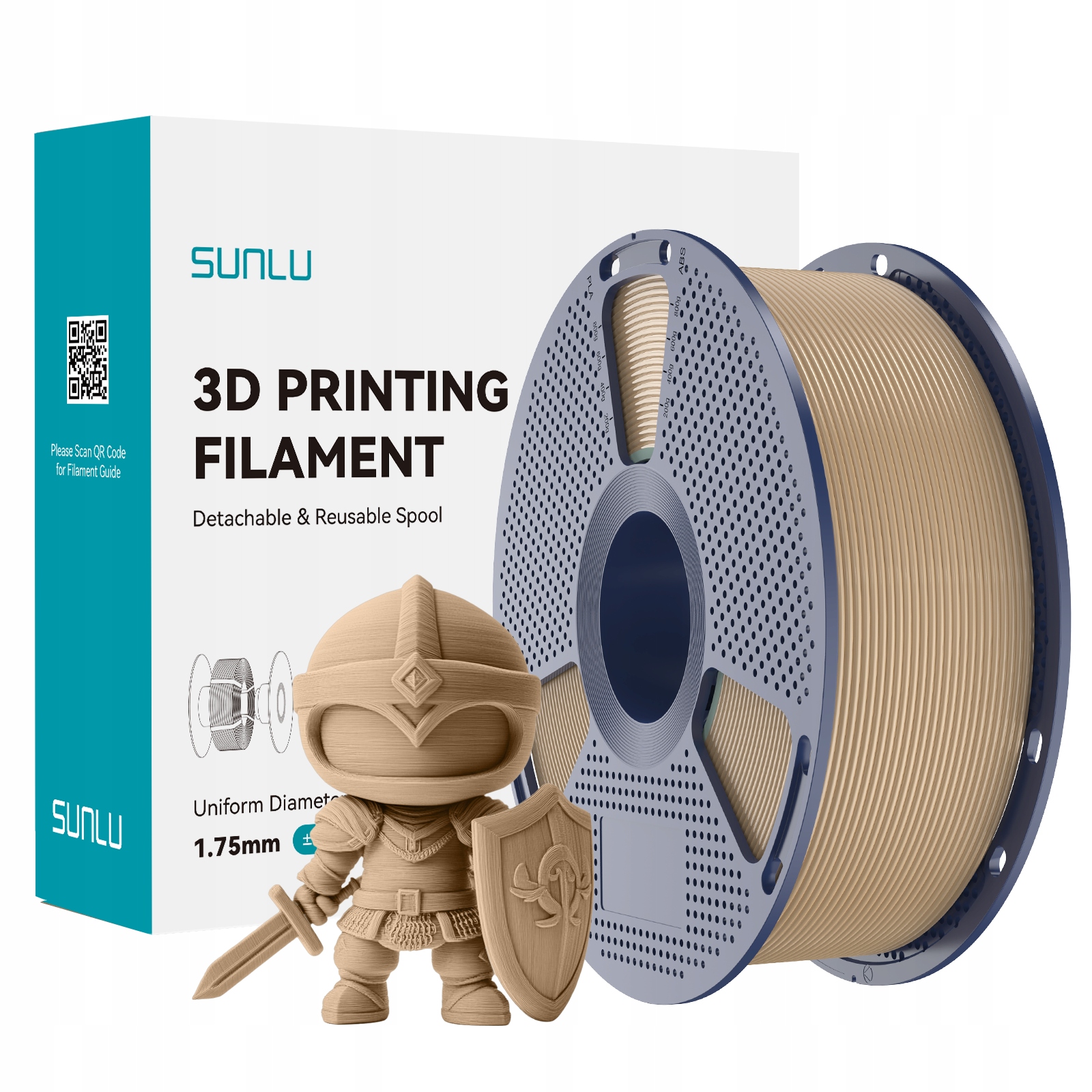 Filament PLA Sunlu 1,75 mm 1000 g brązowy
