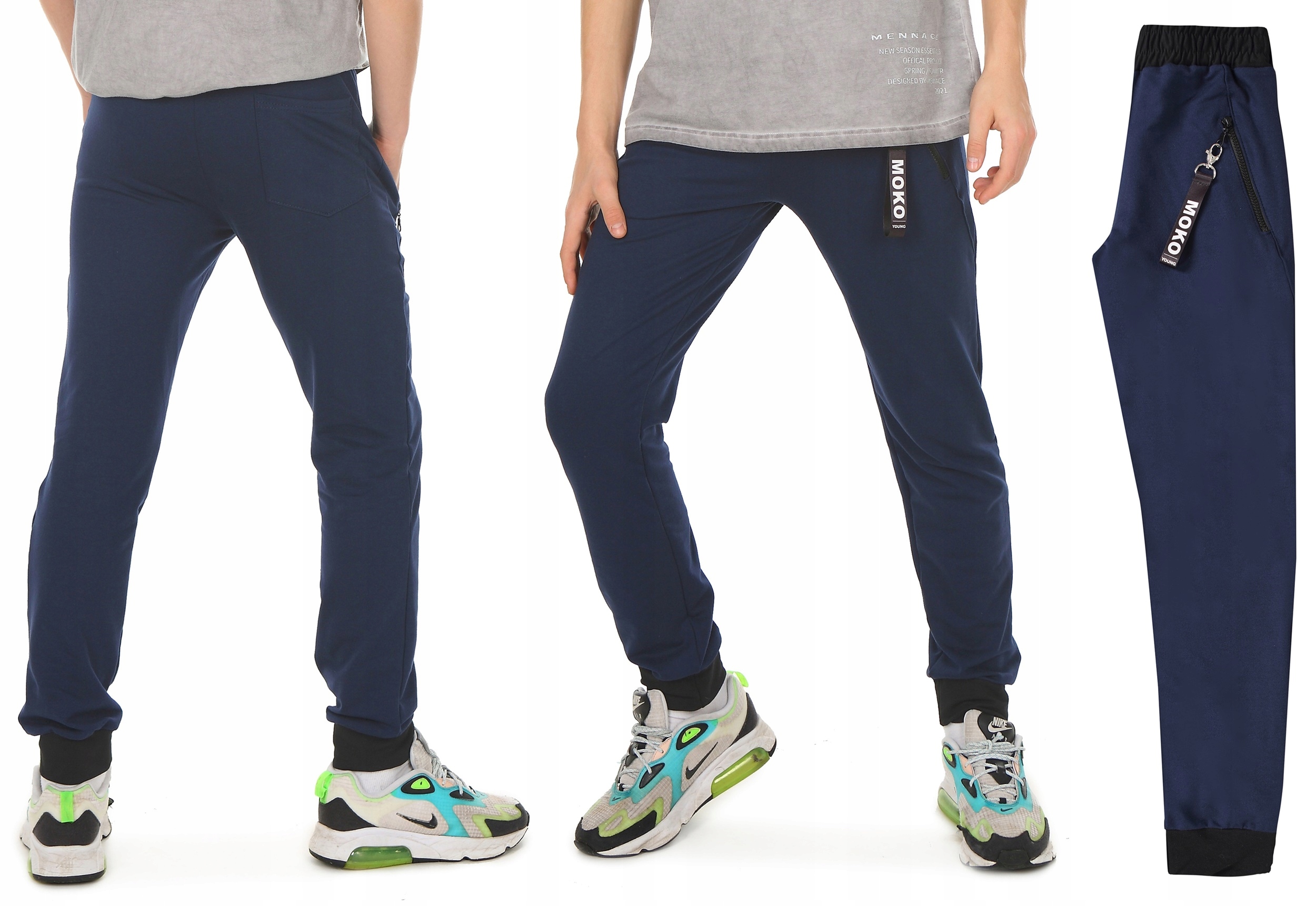 Spodnie dresowe Joggery ZAPINANE KIESZENIE granat r.164 Produkt PL Marka Maja