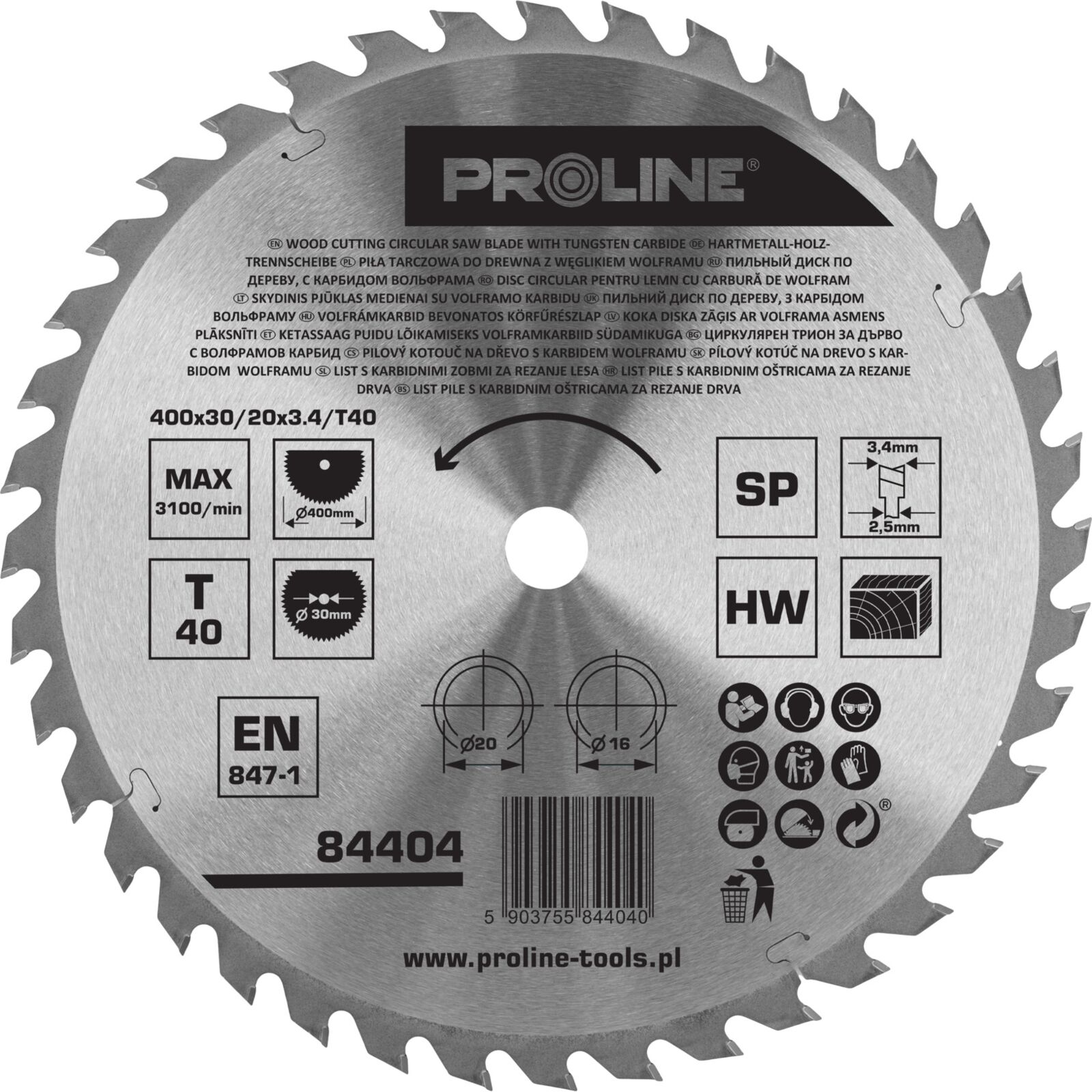 Kotoučová Pila Na Dřevo 400*40T*30 MM Proline