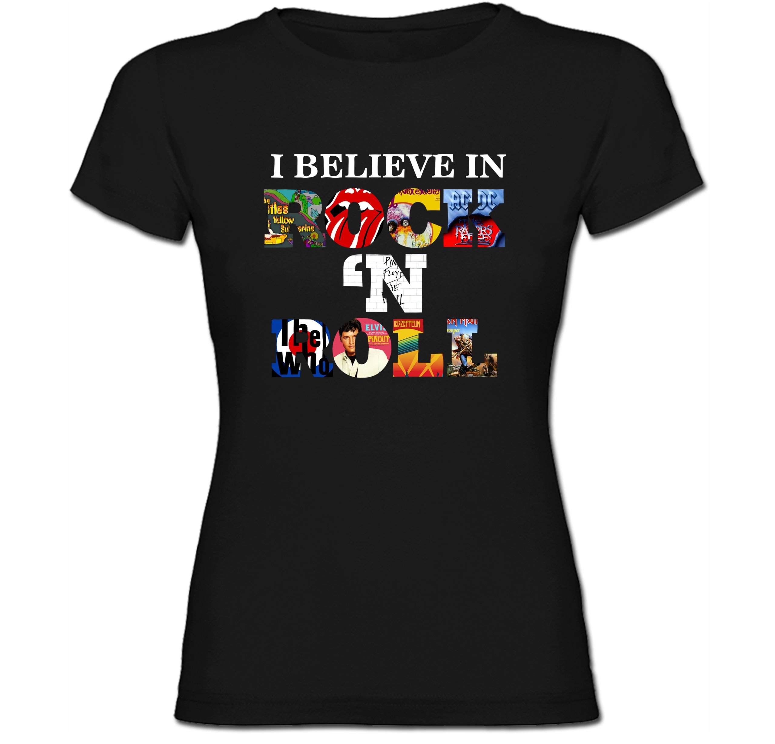 

Tshirt damski Rock and Roll Muzyka Believe L