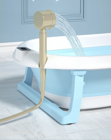 NOWA WANIENKA SKŁADANA SILIKONOWA Z TERMOMETREM I PODUSZKĄ WANNA NIEBIESKA Materiał silikon