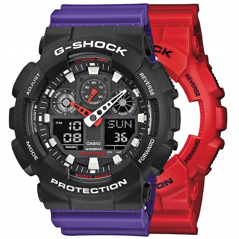 Sada G-shock GA-100B-4AER Černá Fialová