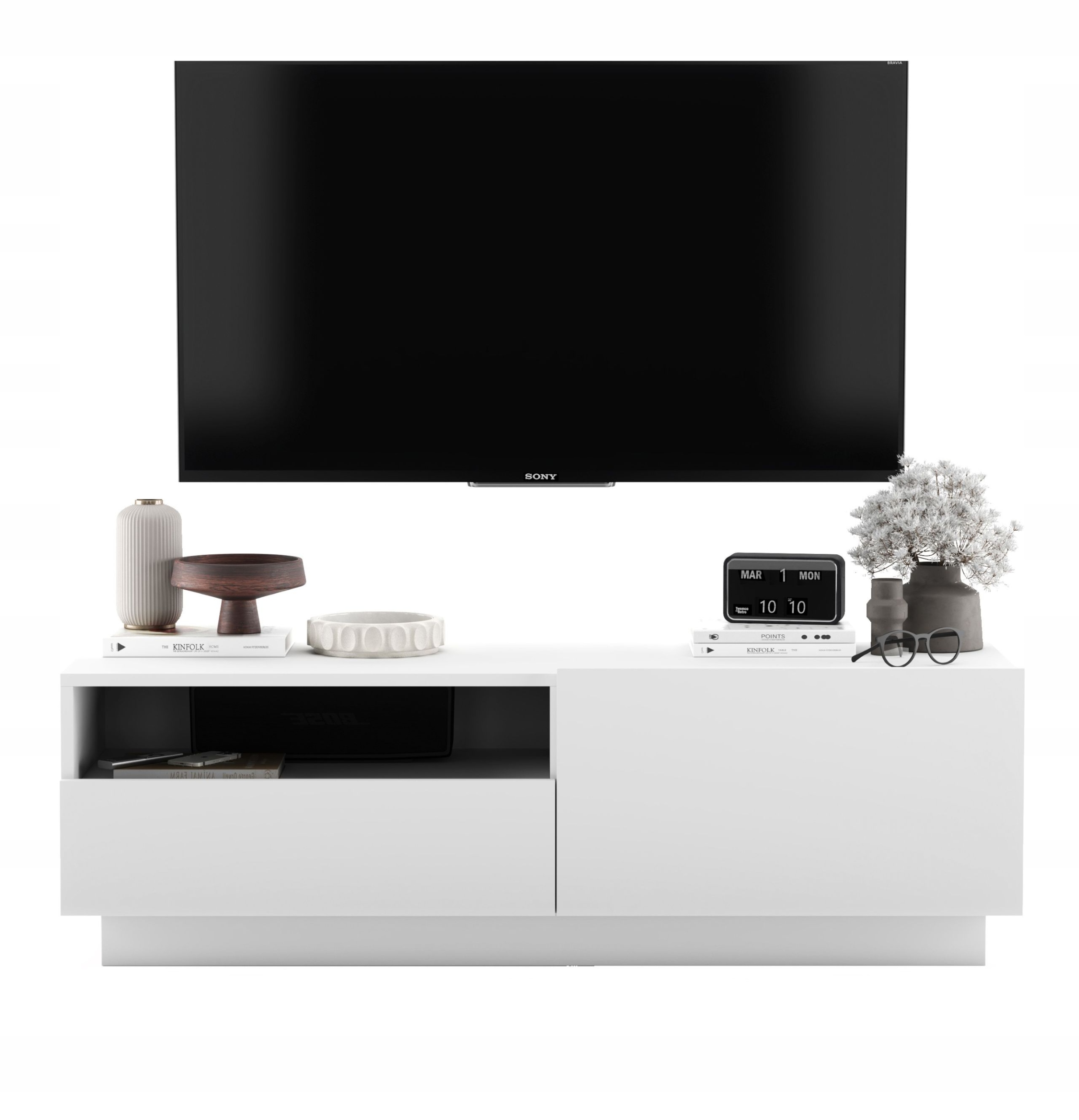 Универсальный шкаф RTV лофт комод RTV стоящий / подвесной белый коврик 120 см