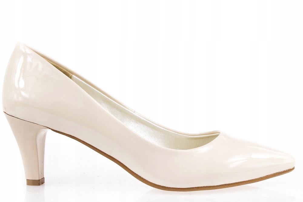 Stylové Lodičky Nízký Podpatek Lak Svatba