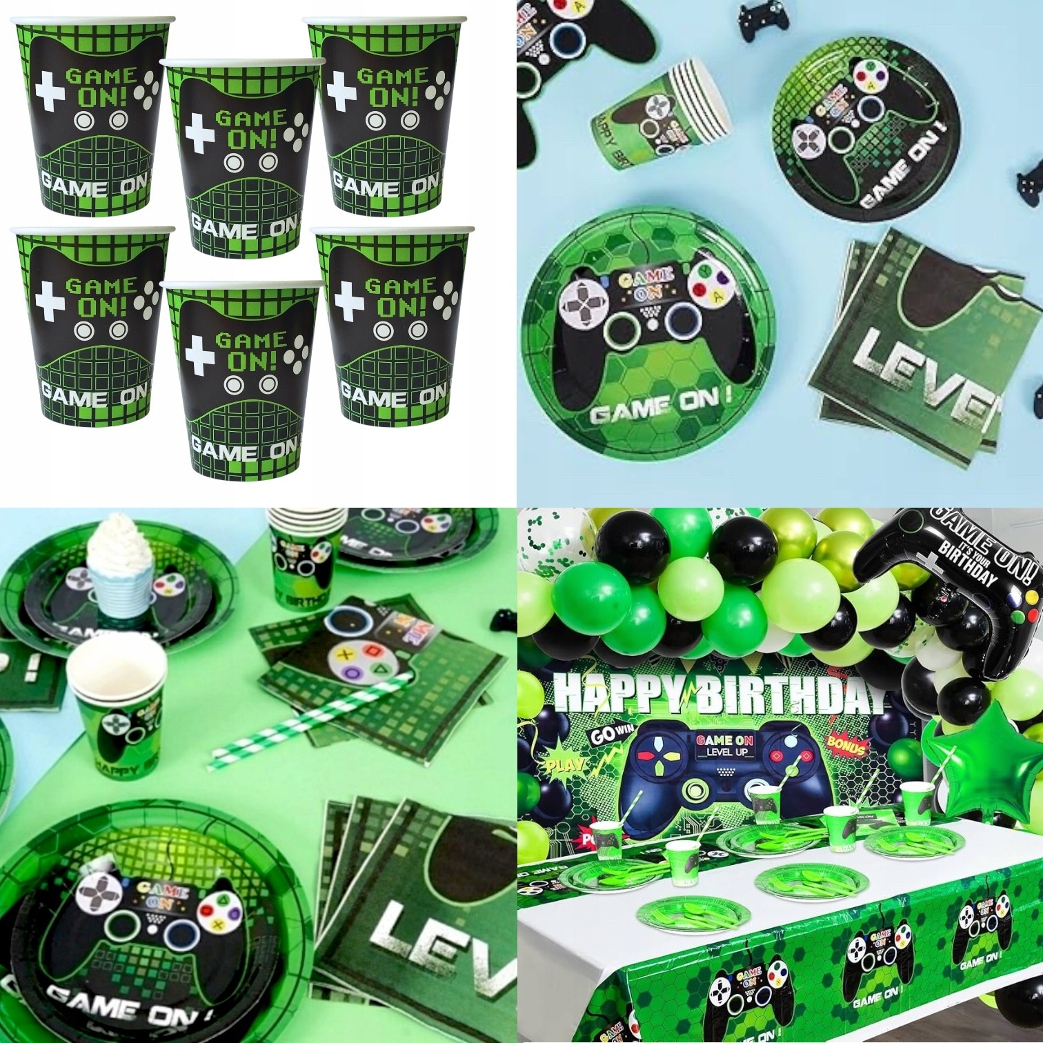 ZESTAW GAMINGOWY Talerze Kubki Słomki Jednorazowe PIXEL Gracz GAMER 6 osób Marka del-sol