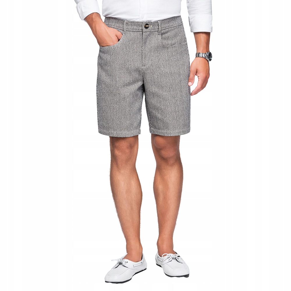 Pánské strukturované elegantní hnědé melírované šortky V1 OM-SRCS-0189 vel. M