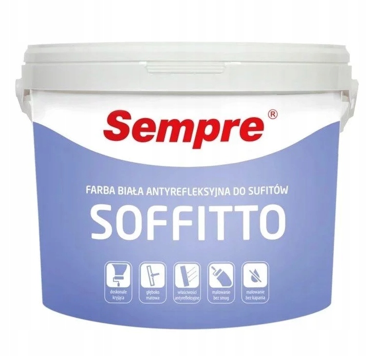 Farba Soffitto 5L Antyrefleksyjna Farba Do Sufitów Głęboki Mat Sempre