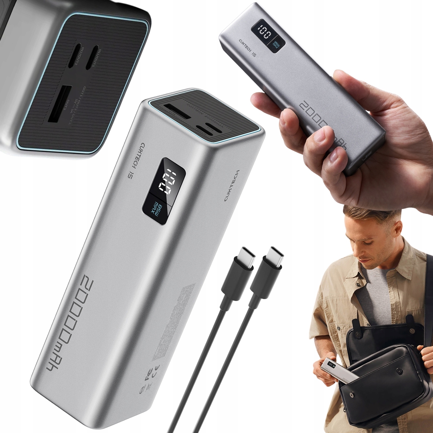 Výkonná Powerbanka 85W 20000mAh 2xUSB-C 1xUSB-A Rychlé Nabíjení Cuktech