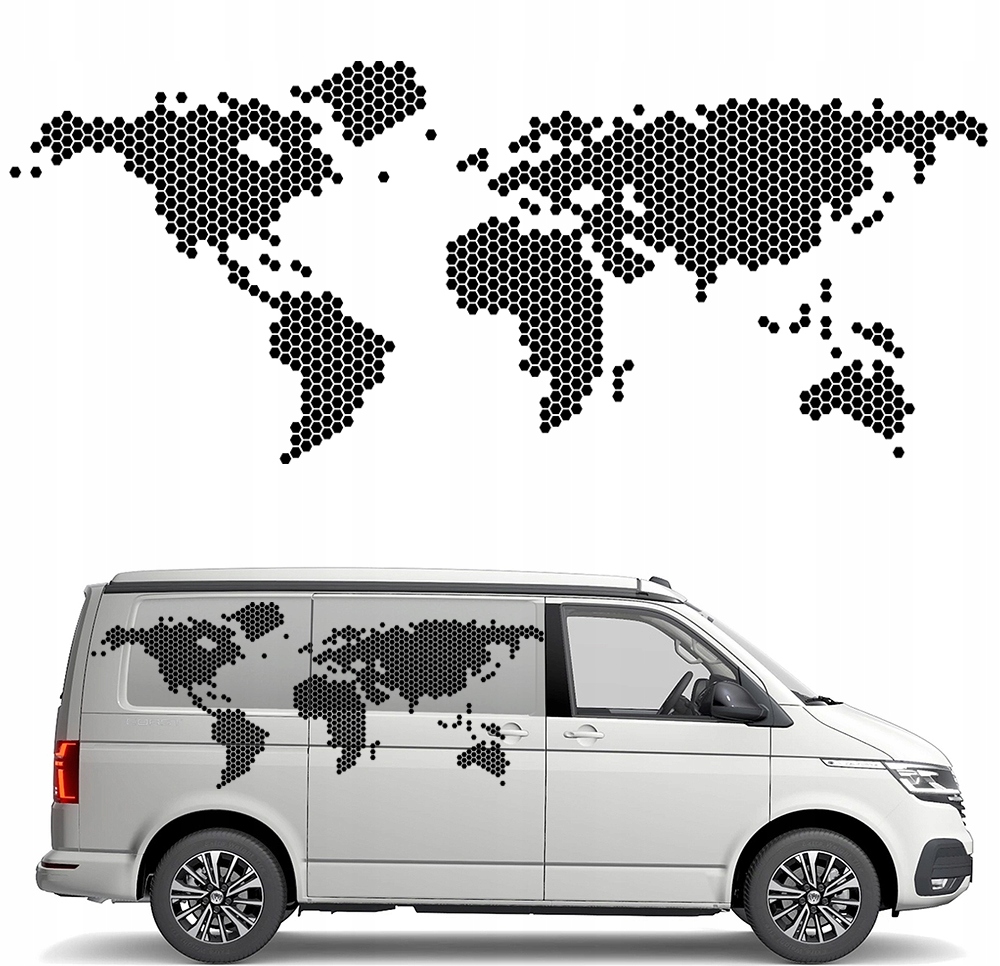 Nalepka Grafika na karavan Mapa Sveta Hexageny World 90x218