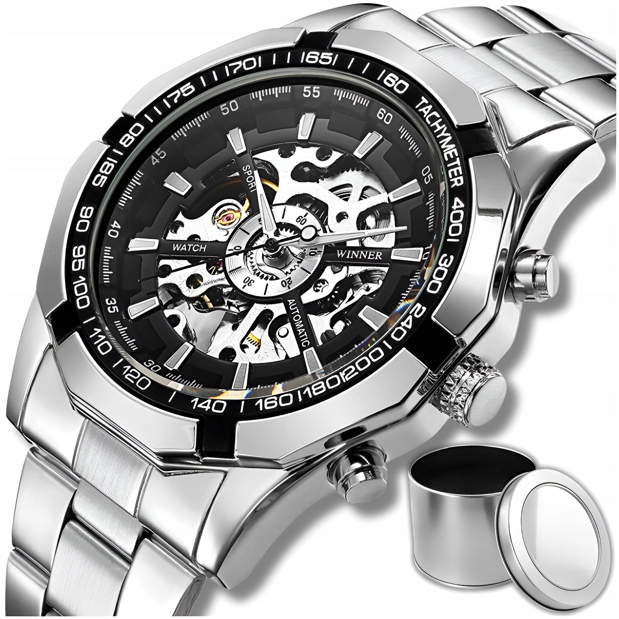 Pánské Automatické Ocelové Mechanické Hodinky Luxusní Winner Krabička