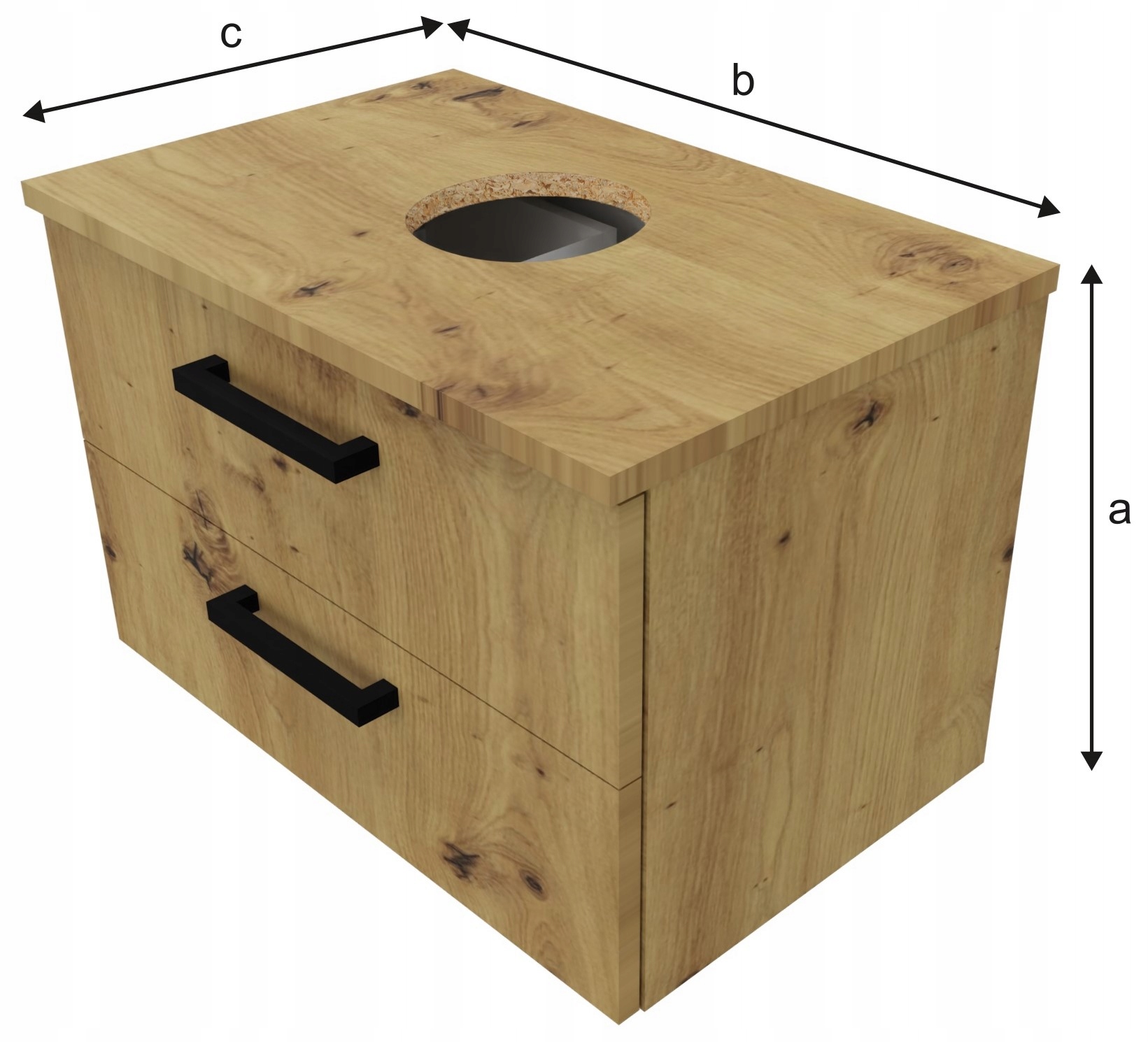 Szafka łazienkowa wisząca pod umywalkę z otworem 60cm 2szuflady dąb artisan Kod producenta MM0209