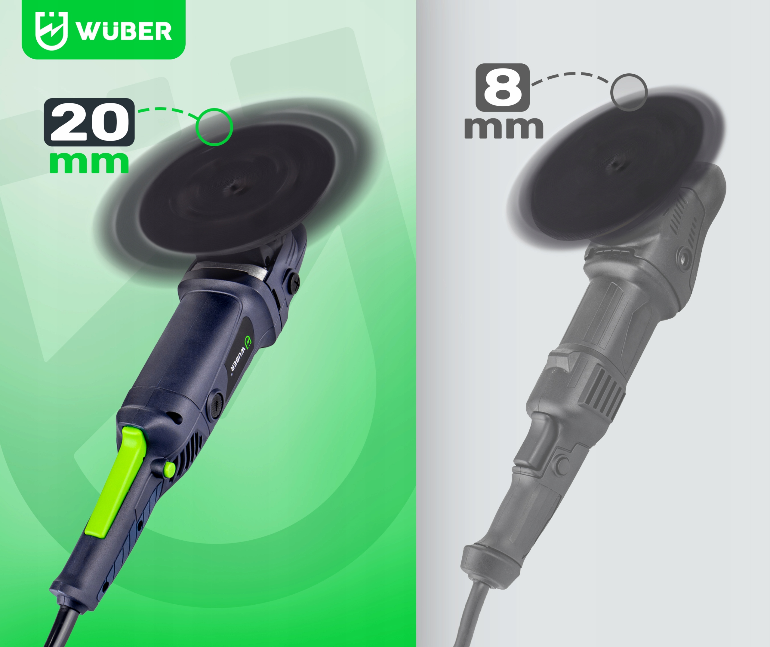 POLERKA SAMOCHODOWA 1500W OSCYLACYJNA Z REGULACJĄ MIMOŚRODOWA + GĄBKI +PADY Zasilanie sieciowe