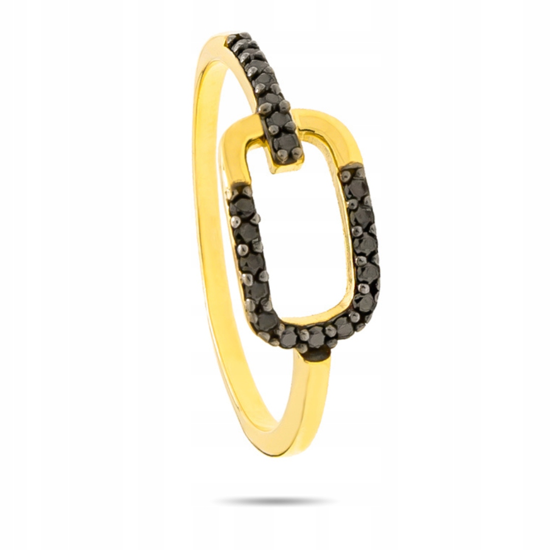 Zlatý prstýnek s černými kameny pr.585