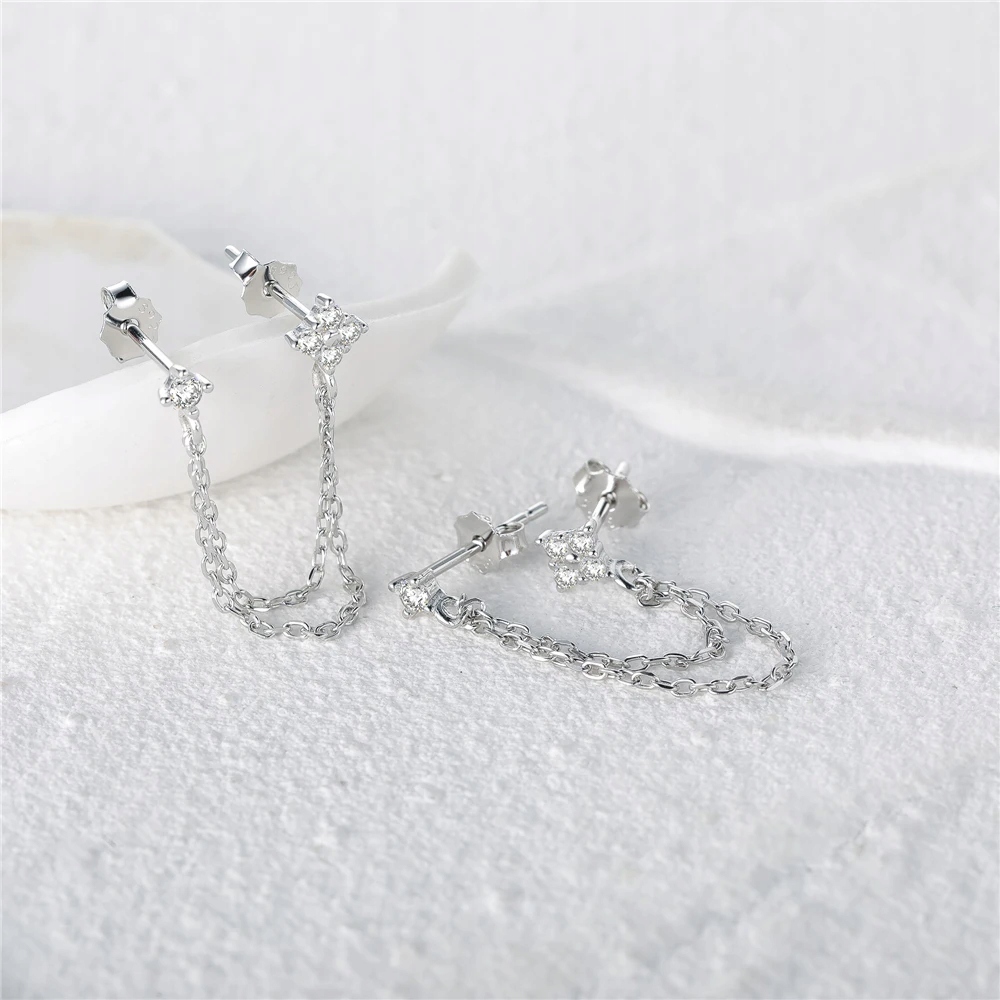 Aide Double Chain Studs Three Zircon Small Chain Tassel Rodzaj Klasyczne