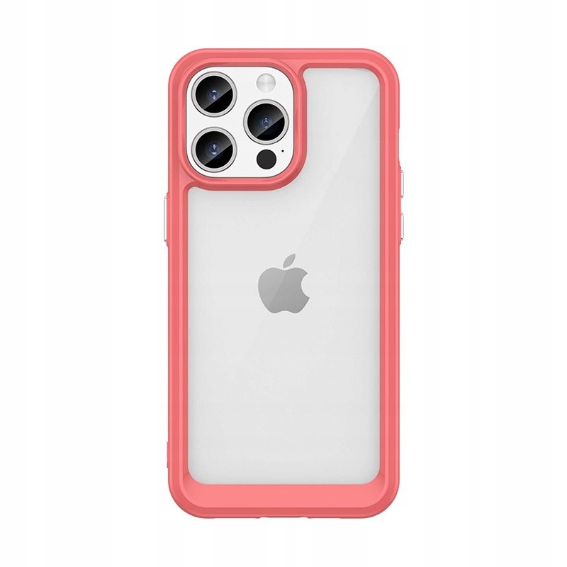 Wzmocnione etui z elastyczną ramką do iPhone 15 Pro Outer Space czerwone