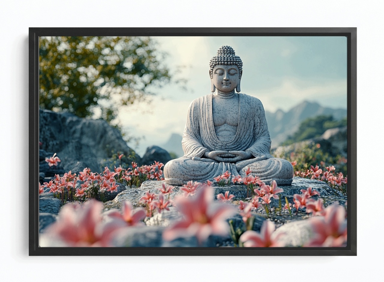 Rám Na Obraz Americká Krabička Náboženství Socha Buddha Meditace Zen 120x80