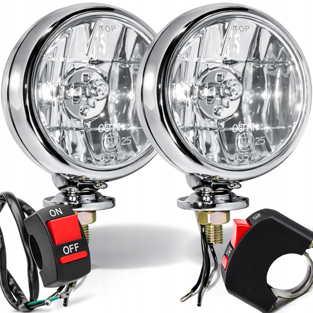 Halogeny Motocyklowe H3 55W Lampy Drogowe 12V Przełącznik Komplet