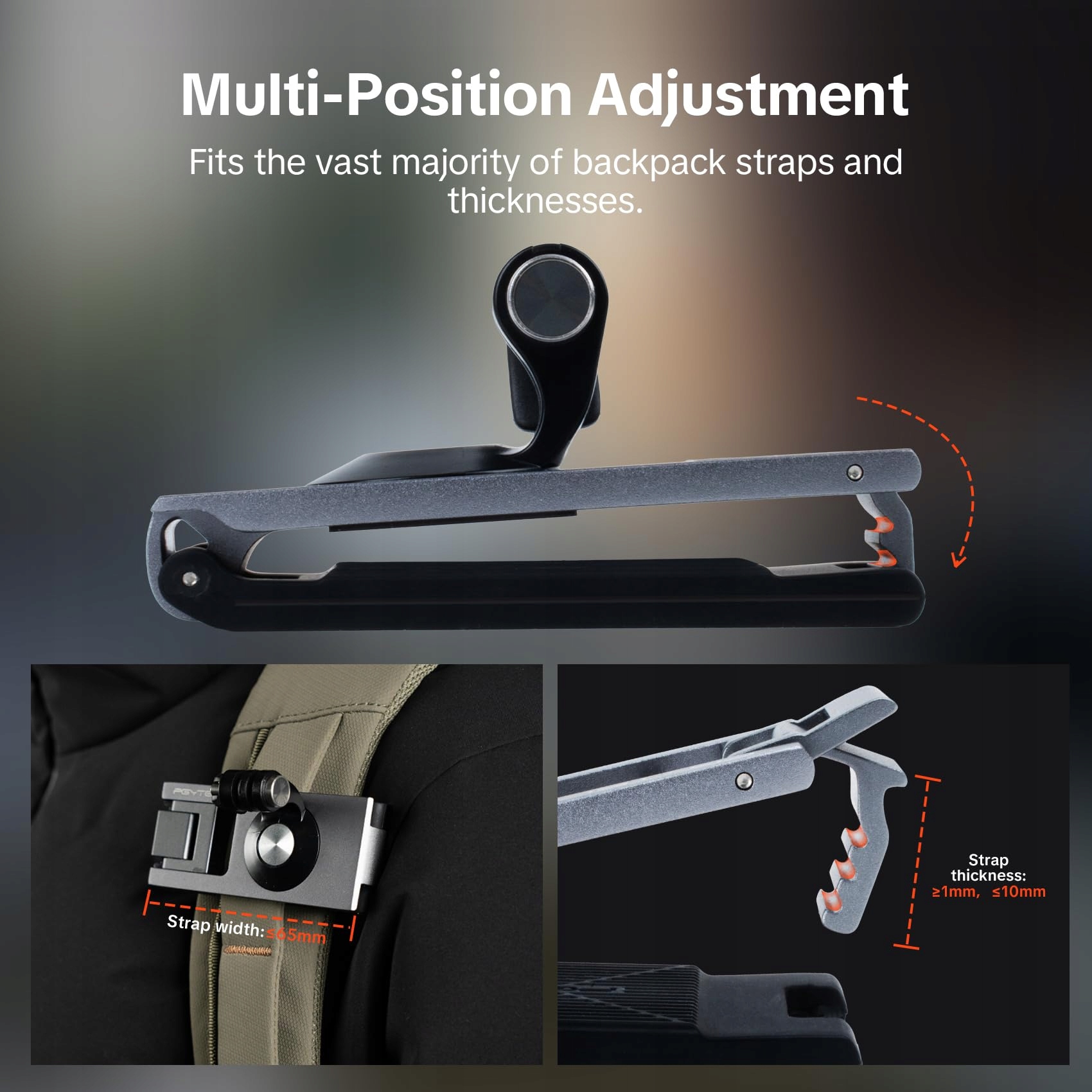 PGYTECH Uchwyt Na Szelkę Plecaka Do GoPro DJI Insta360 Kamera Action — miniatura 4