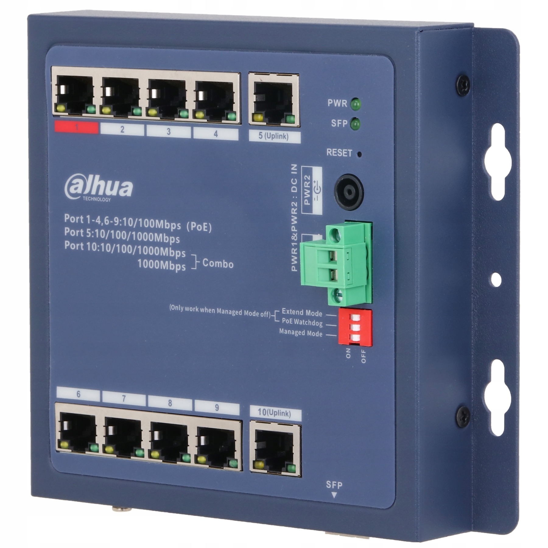 Spravovatelný Switch Poe CHS4110-8ET-90-F 8-PORTOVÝ Sfp Dahua