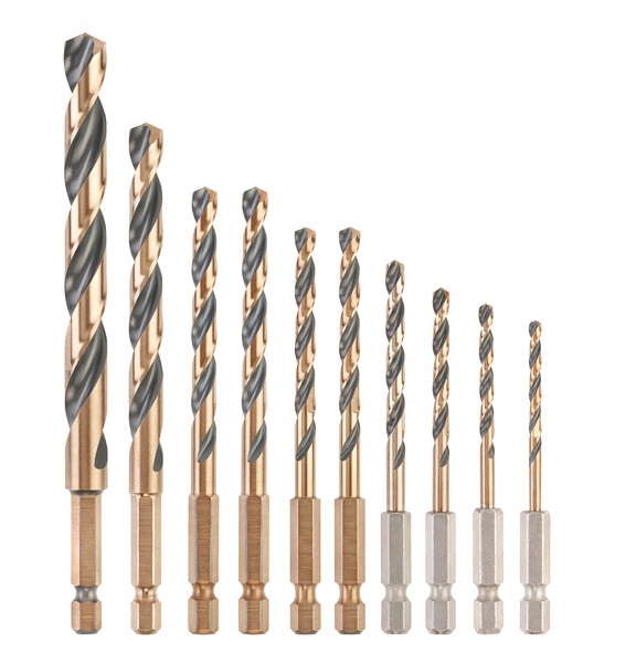 Zestaw wierteł hex 1/4" do metalu 10x Black&Gold Tough Case+ DT20620 DeWALT