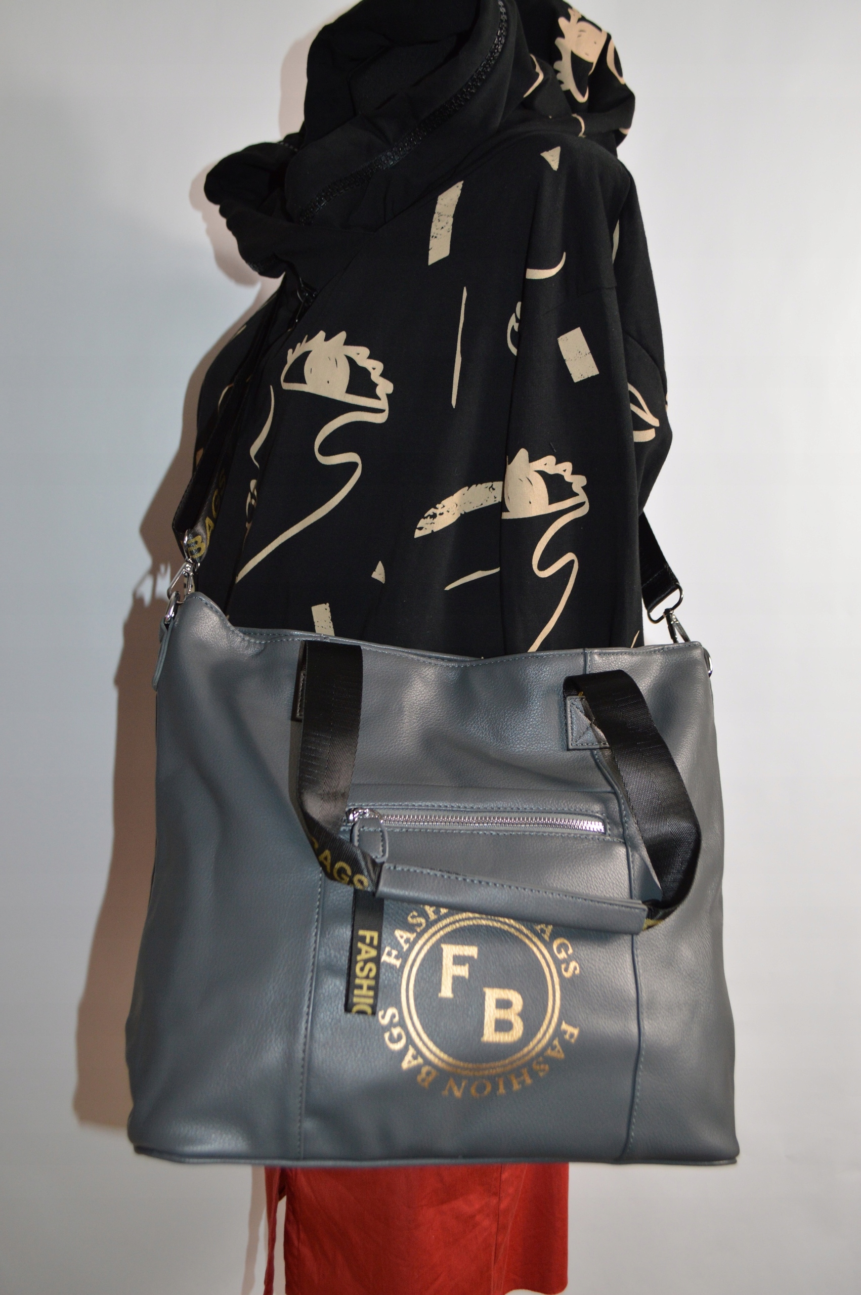 ELEGANCKA DUŻA TOREBKA DAMSKA WOREK SHOOPER BAG Wzór dominujący bez wzoru