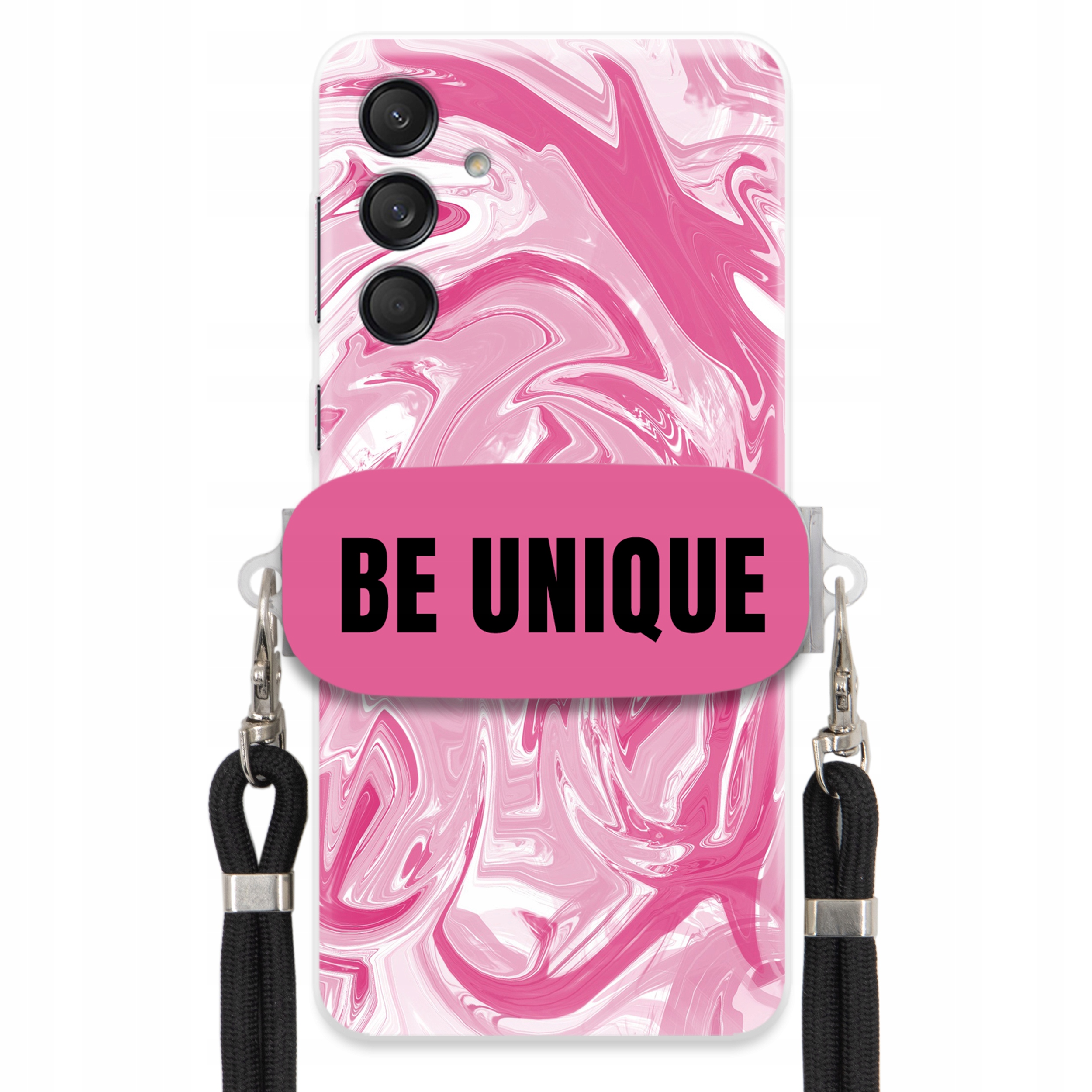 Puzdro na Samsung M55 5G Case držiak Šnúrka Čierna Ružová Mramor Be Unique