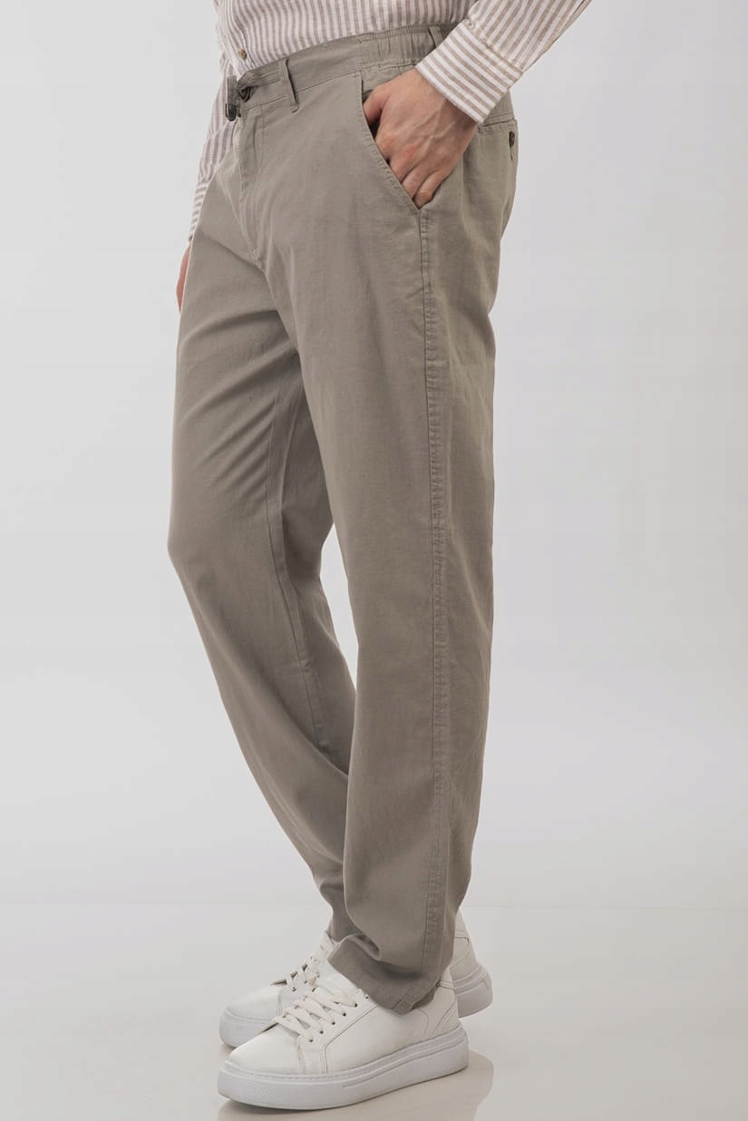 Chinosy pánské lněné ocelové kalhoty Double, velké velikosti