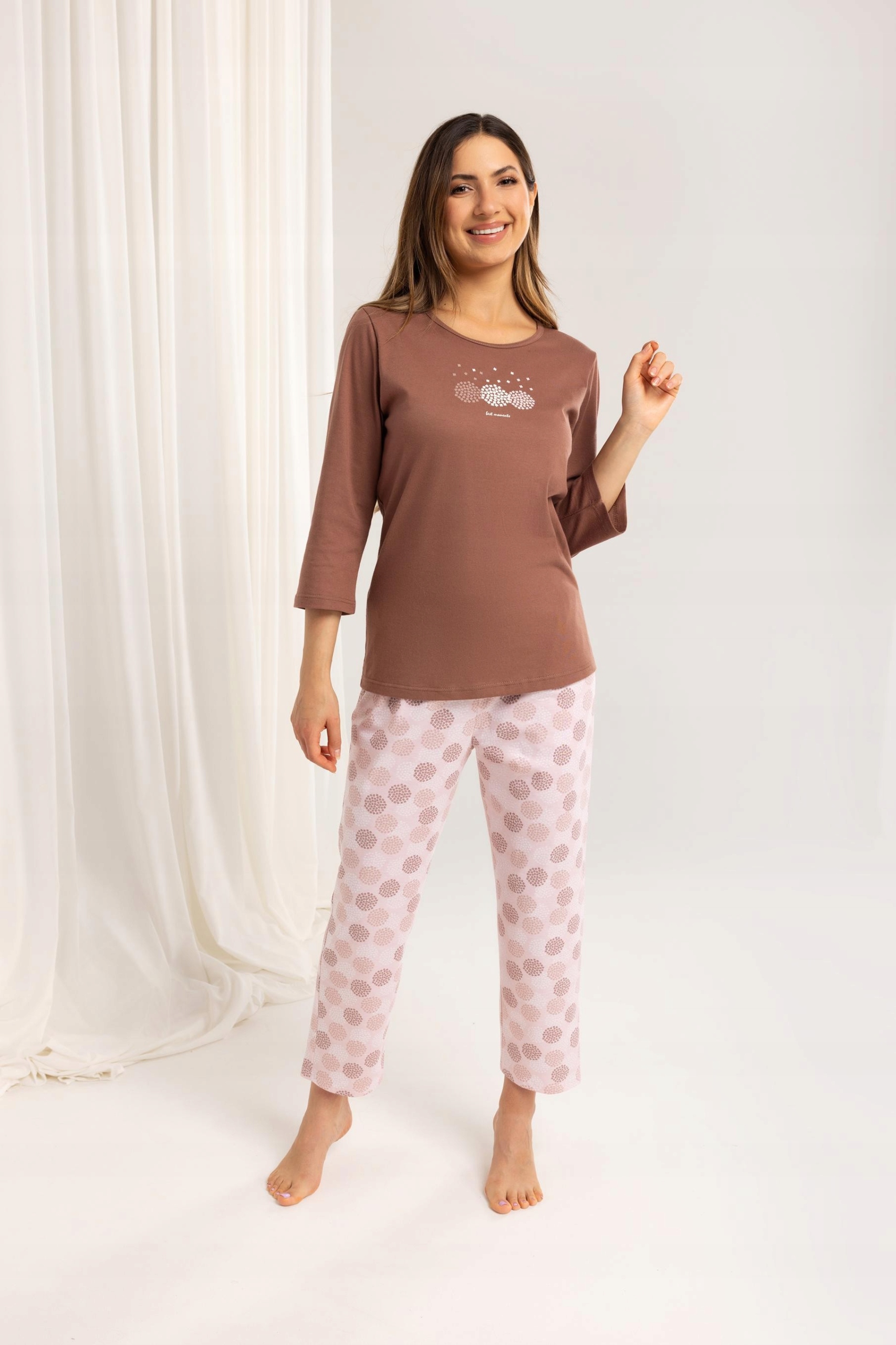 Dámské Pyžamo 702 3/4 R VEL.2XL XXL hnědé