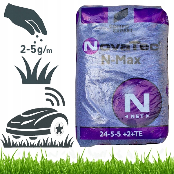 Granulowany Nawóz Do Trawników Novatec N-max 25 Kg Formuła Na Silny Wzrost