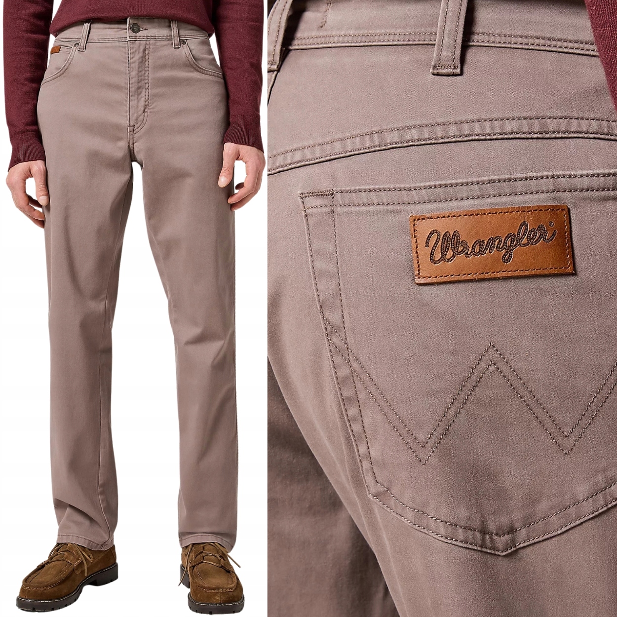 Wrangler Texas Iron jednoduché pastelově hnědé látkové kalhoty W36 L32