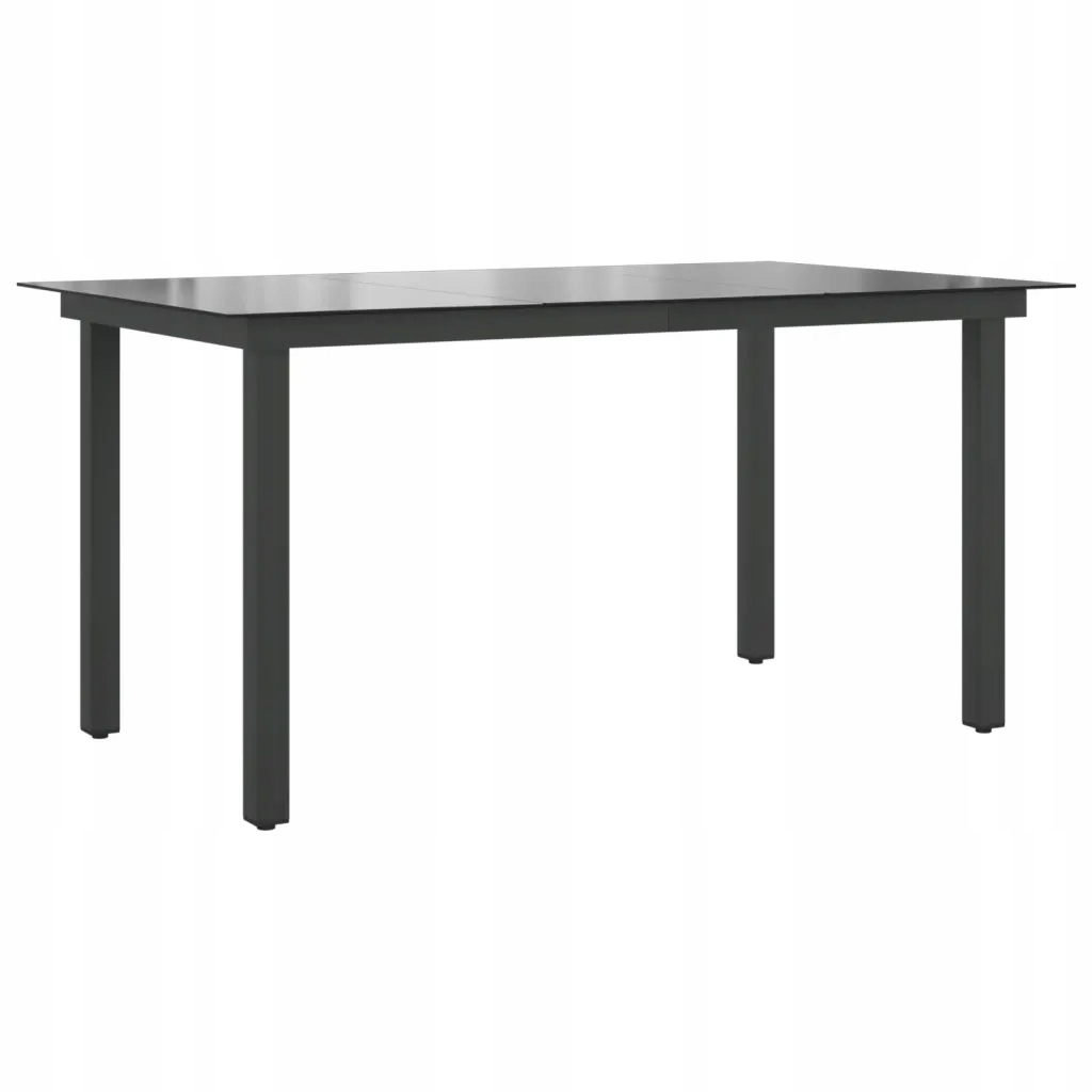 Zahradní stůl se skleněnou deskou, hliníkový rám, 150 x 90 x 74 cm, černý
