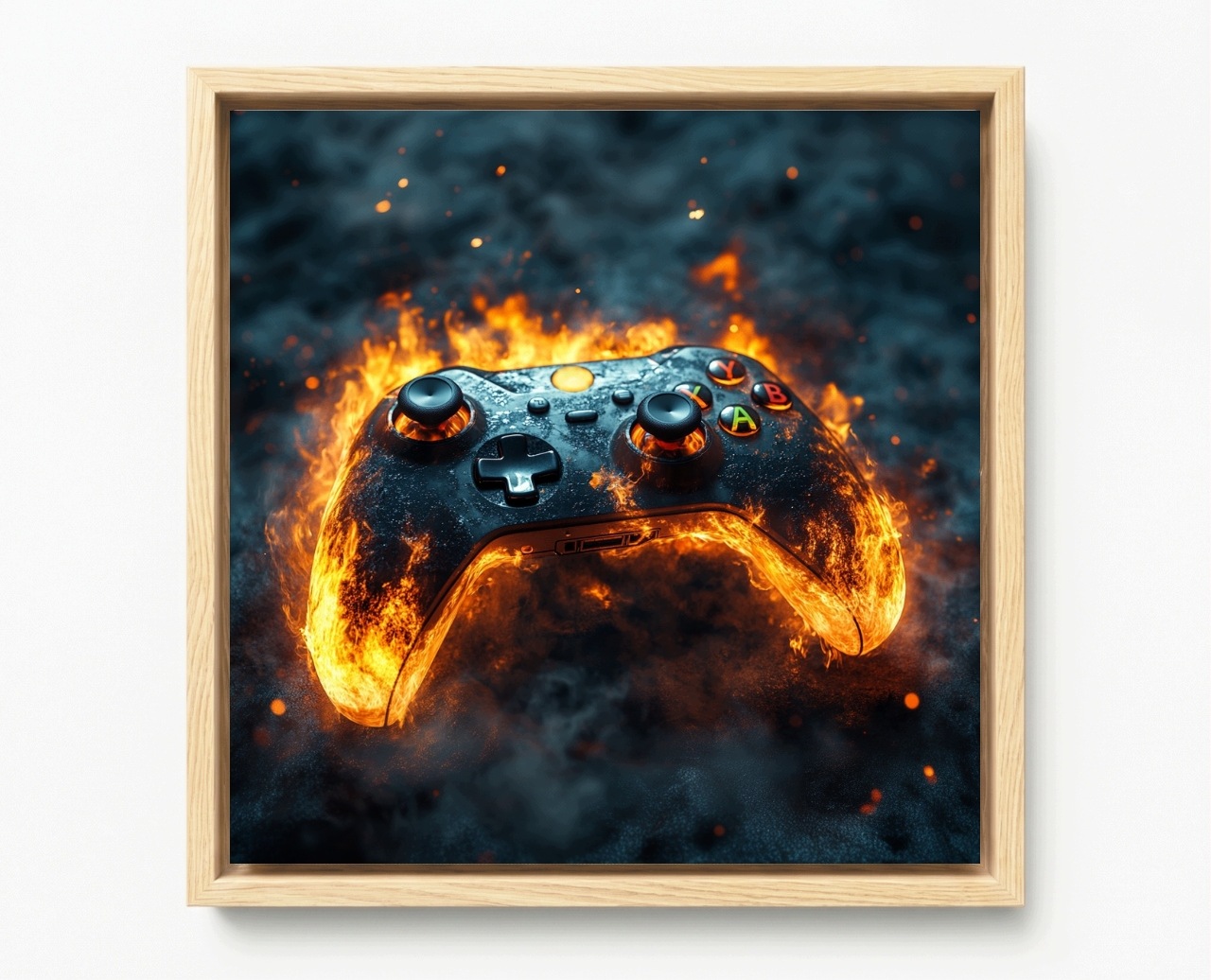 Obraz Rám American Box Gaming Konzola Kontroler Pad Gamepad Oheň 60x60