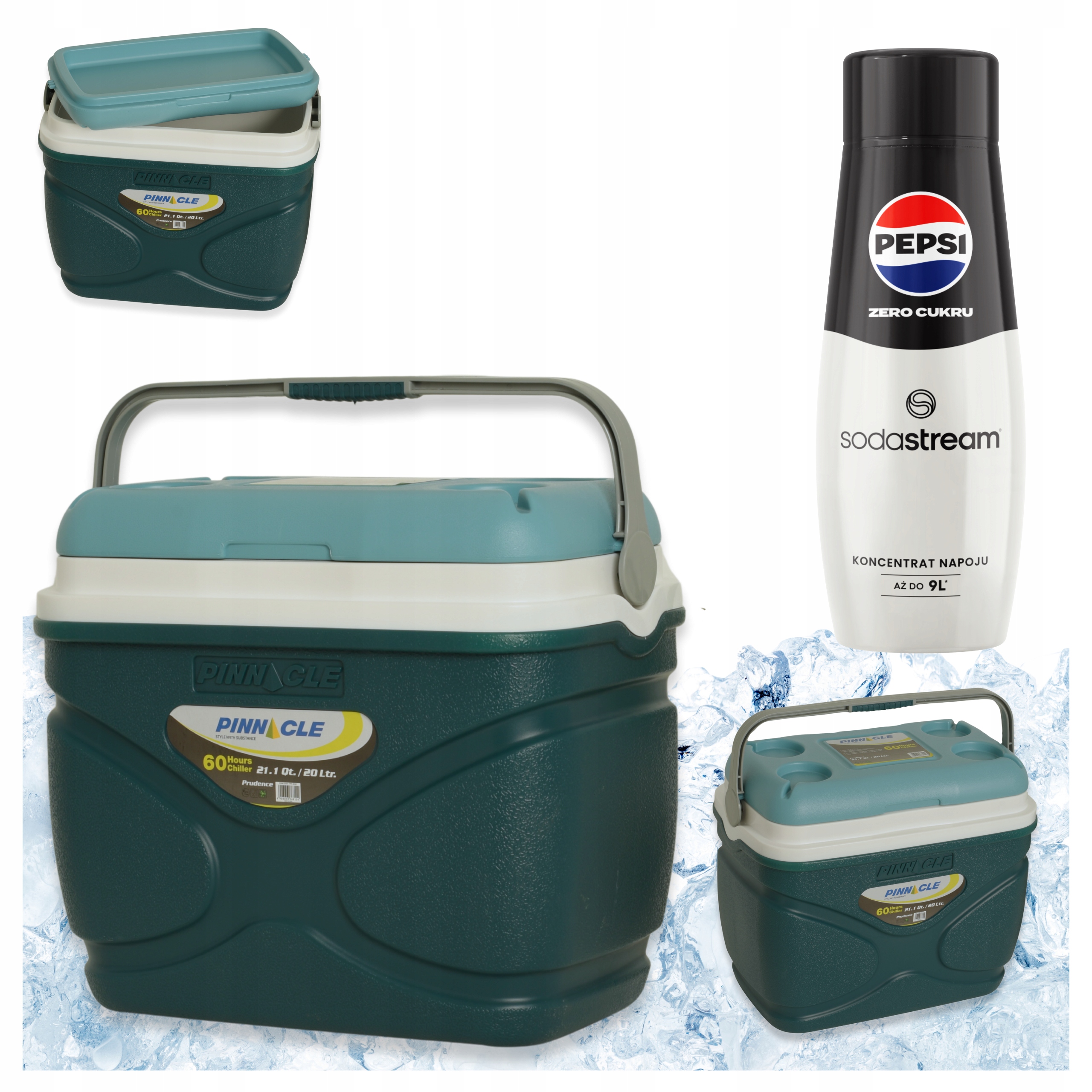 Velká turistická lednička Pinnacle 20 l modrá sirup SodaStream Pepsi Max