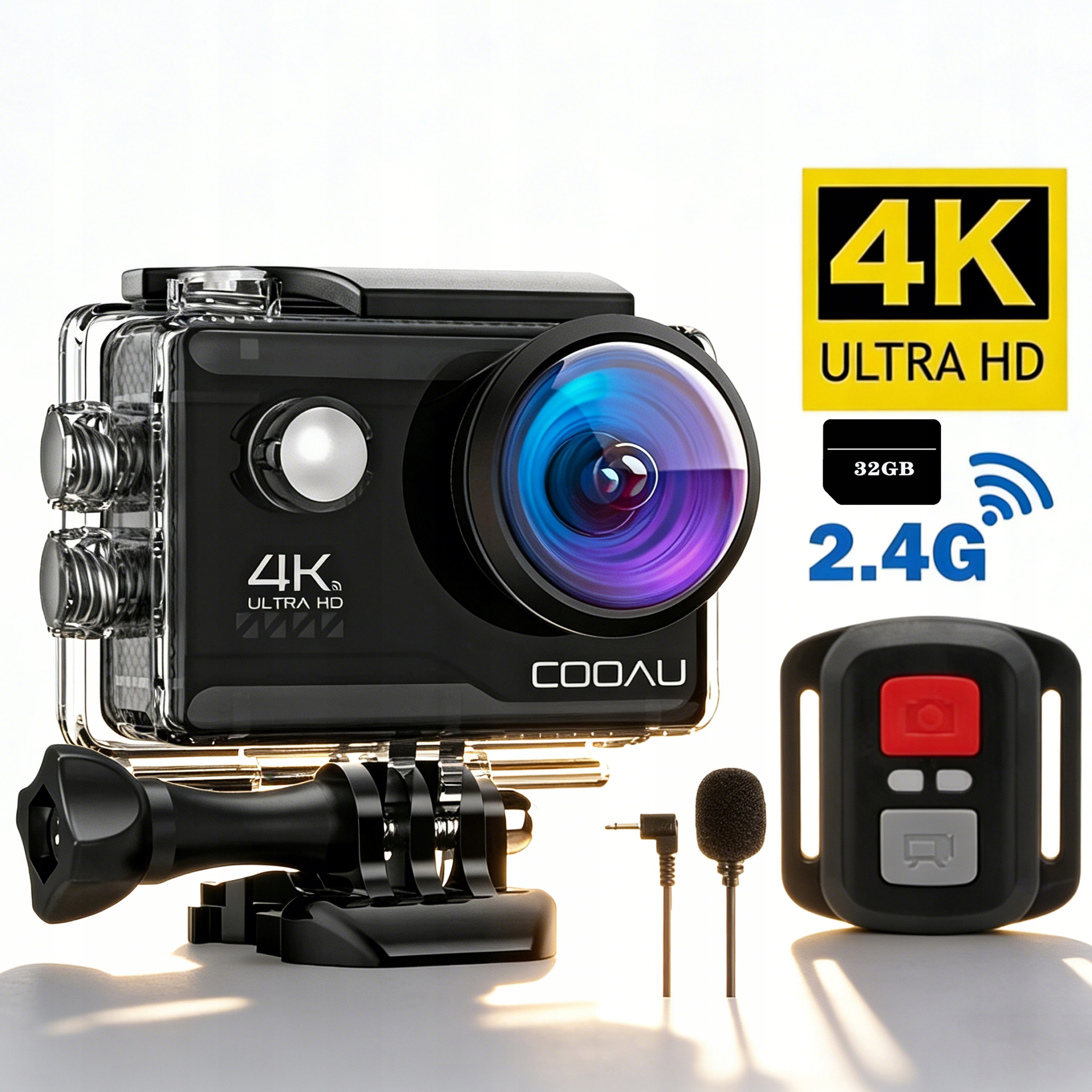 Sportovní kamera 4K 60FPS 20MP Kamera pro vlogy s externím mikrofonem