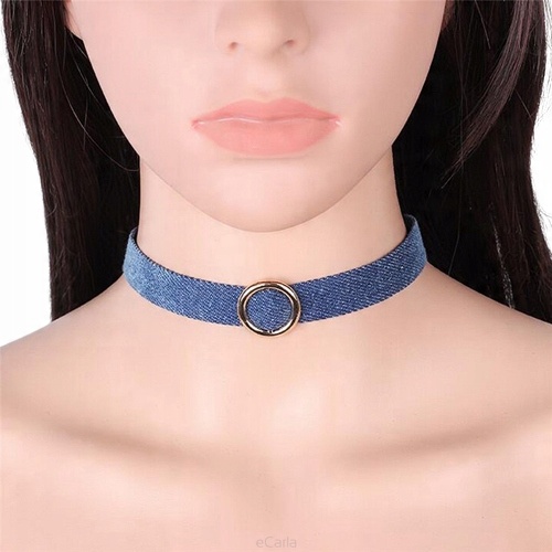 

Naszyjnik Choker Rzemyk na szyję Jeans obroża