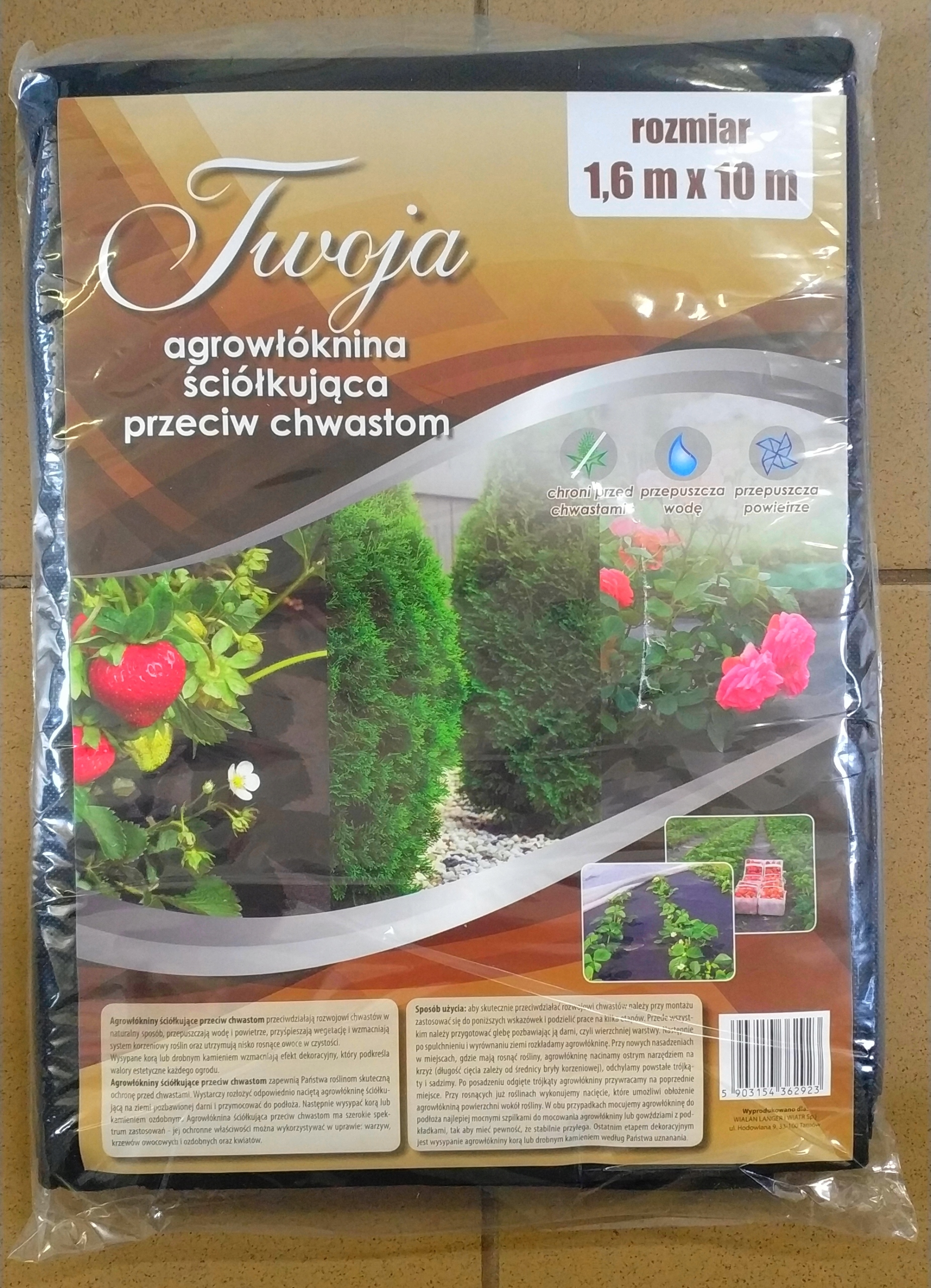 

Twoja agrowłóknina przeciw chwastom Czarna 1.6x10m