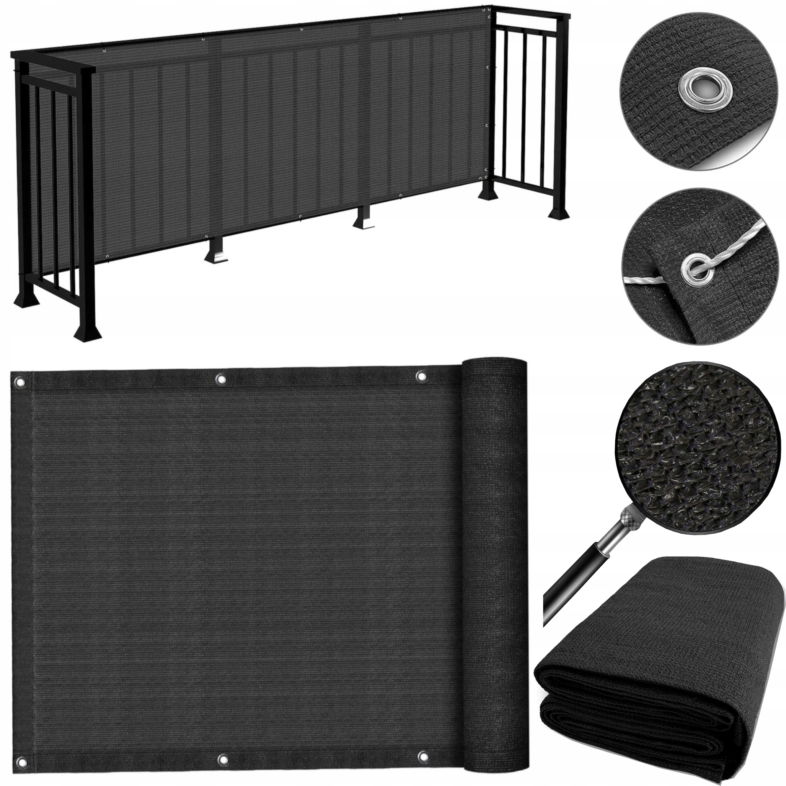 OSŁONA BALKONOWA MATA MASKUJĄCA SIATKA NA BALKON TARAS PŁOT 1,5 x 5m UV 95%