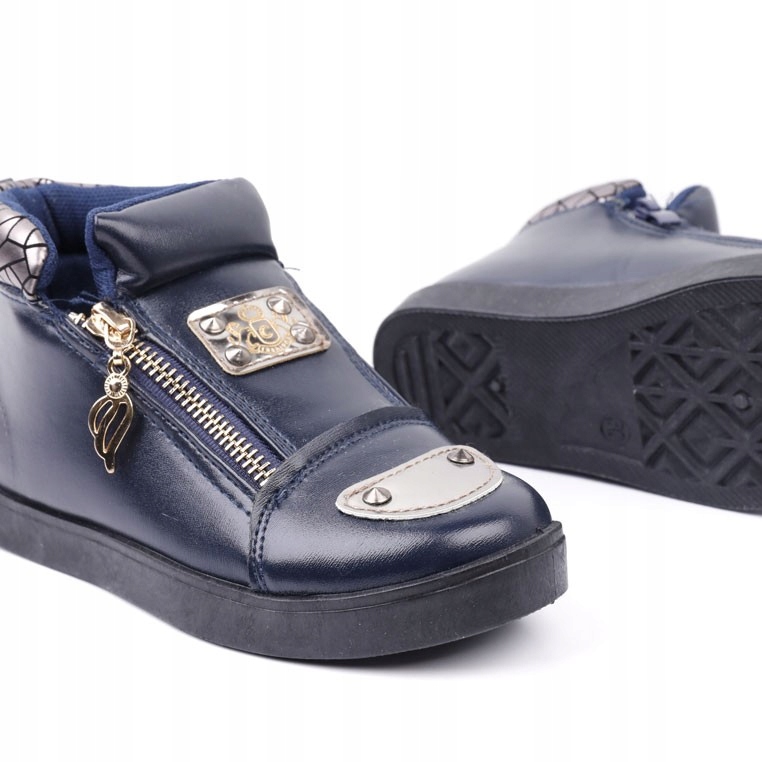Botki sneakersy dziewczęce granat płaskie wygodne Kod producenta CBS92A-4 s34