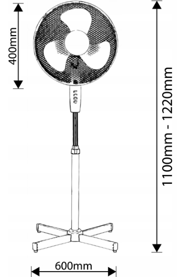 Wentylator podłogowy stojący 40 cm 40 W 2124 WIATRAK Rodzaj wentylatora podłogowy