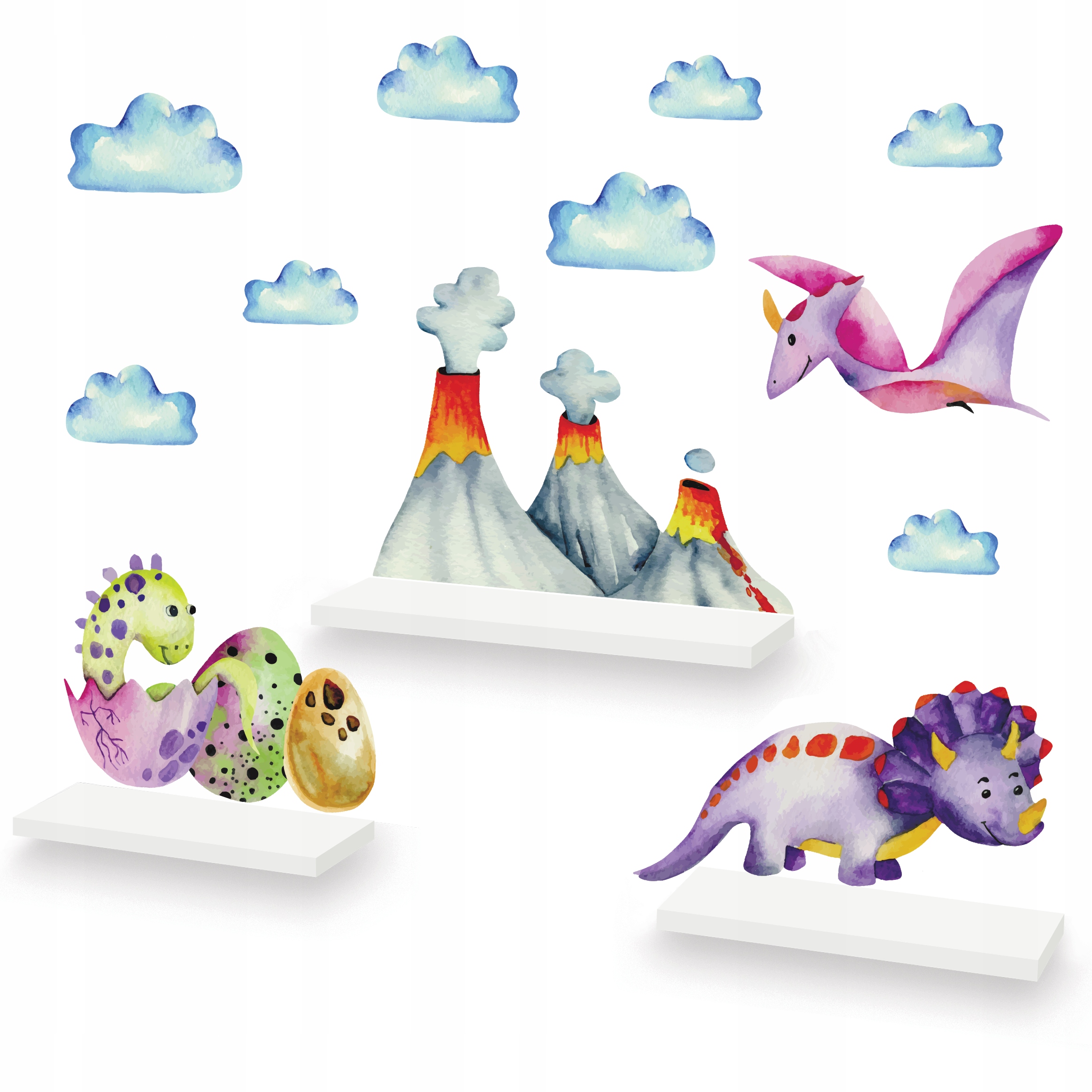 ZESTAW 3X PÓŁKA CHMURKA PÓŁKI CHMURKI + NAKLEJKI E